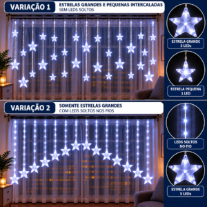 infográfico de cortina led com estrelas