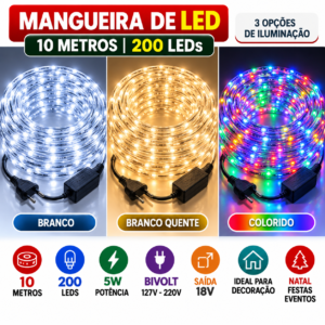 mangueiras de led 3 opções de iluminação
